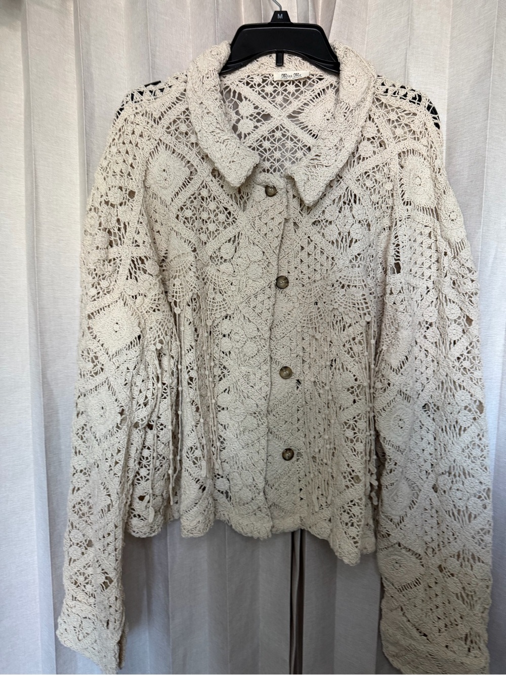 Miss Me Cream Crochet Openwork jacket!
